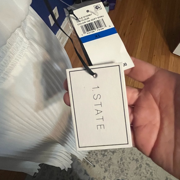 NWT White 1. State Pleated Halted Midi Sz XL - Picture 3 of 4